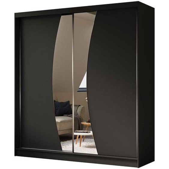 BEAUTYSOFA armoire à portes coulissantes VOX 200 cm - armoire avec tiroirs et miroir (noir)