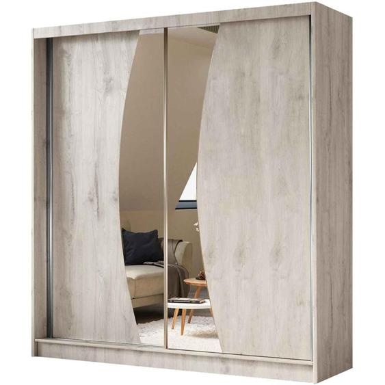 BEAUTYSOFA armoire à portes coulissantes VOX 200 cm - armoire avec tiroirs et miroir (Sonoma)