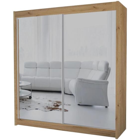 BEAUTYSOFA armoire avec portes coulissantes DEBRA 200cm - armoire avec tiroirs et miroir (Artisan)