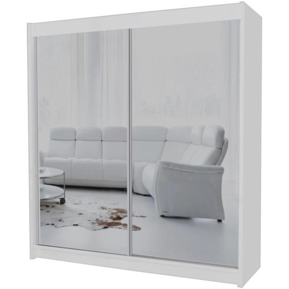 BEAUTYSOFA armoire avec portes coulissantes DEBRA 200cm - armoire avec tiroirs et miroir (blanc)