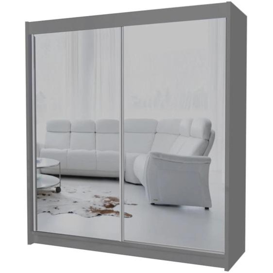 BEAUTYSOFA armoire avec portes coulissantes DEBRA 200cm - armoire avec tiroirs et miroir (graphite)
