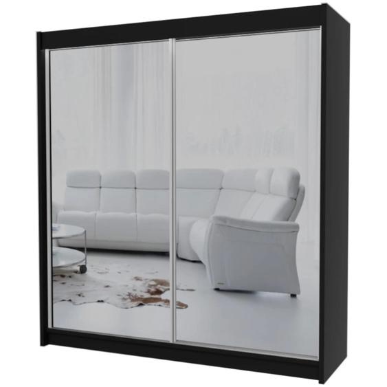 BEAUTYSOFA armoire avec portes coulissantes DEBRA 200cm - armoire avec tiroirs et miroir (noir)