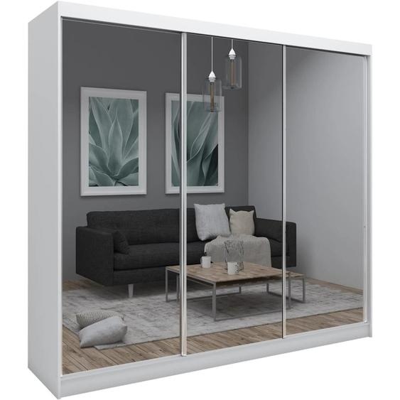 BEAUTYSOFA armoire avec portes coulissantes DEBRA 240 cm - armoire avec tiroirs et miroir (blanc)