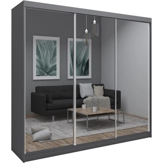 BEAUTYSOFA armoire avec portes coulissantes DEBRA 240 cm - armoire avec tiroirs et miroir (graphite)