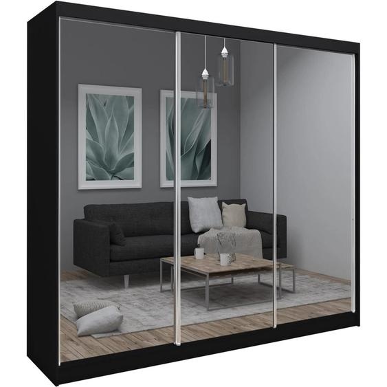 BEAUTYSOFA armoire avec portes coulissantes DEBRA 240 cm - armoire avec tiroirs et miroir (noir)