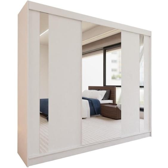 BEAUTYSOFA armoire avec portes coulissantes GAJA 240 cm - armoire avec tiroirs et miroir (blanc)