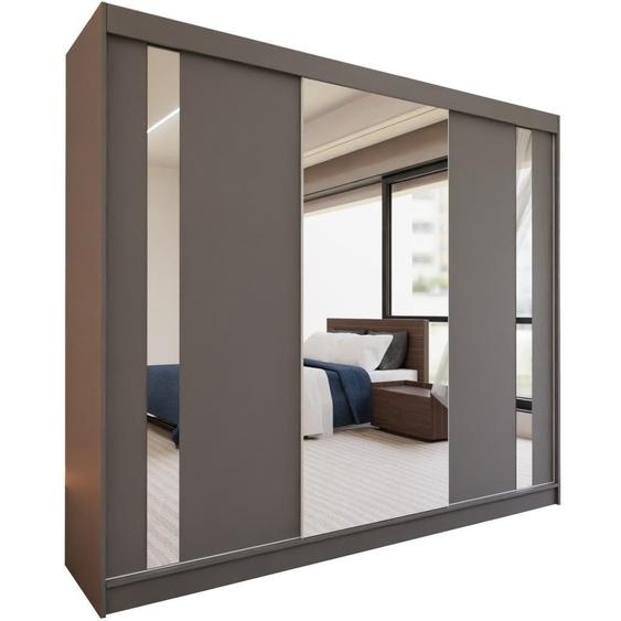 BEAUTYSOFA armoire avec portes coulissantes GAJA 240 cm - armoire avec tiroirs et miroir (graphite)