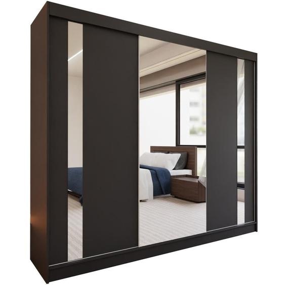 BEAUTYSOFA armoire avec portes coulissantes GAJA 240 cm - armoire avec tiroirs et miroir (noir)