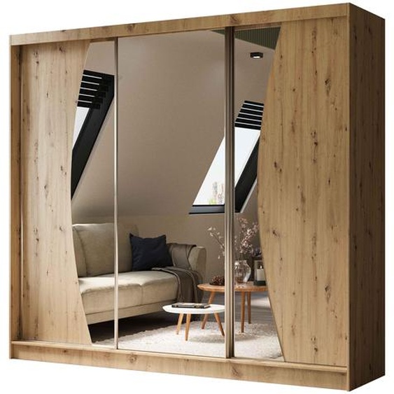 BEAUTYSOFA armoire avec portes coulissantes VOX 240 cm - armoire avec tiroirs et miroir (Artisan)