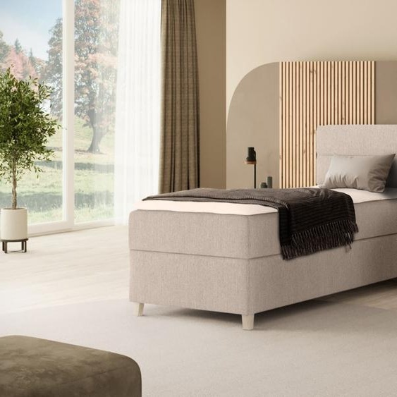 BEAUTYSOFA Armoire-lit élégante DONNA MINI - lit avec matelas à ressorts 100x200cm avec surmatelas lit simple - beige (soro 21)