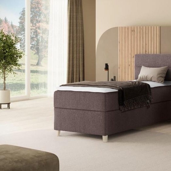 BEAUTYSOFA Armoire-lit élégante DONNA MINI - lit avec matelas à ressorts 90x200cm avec surmatelas lit simple - brun (soro 28)