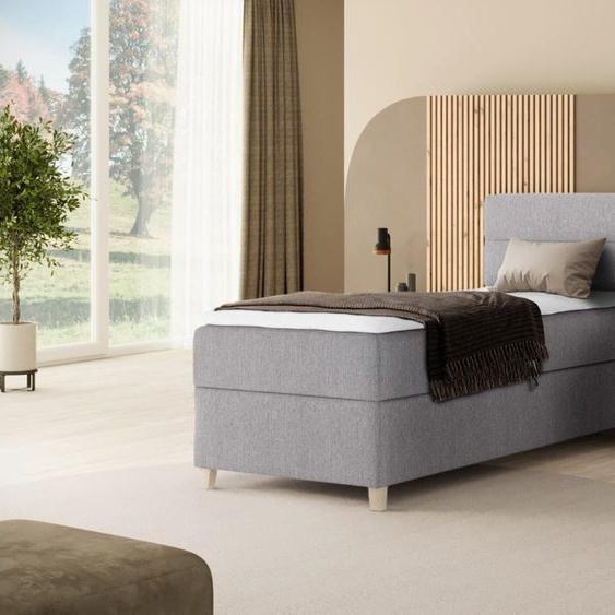 BEAUTYSOFA Armoire-lit élégante DONNA MINI - lit avec matelas à ressorts 90x200cm avec surmatelas lit simple - gris (soro 90)