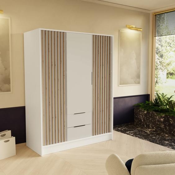 BEAUTYSOFA armoire NORI 150cm - armoire moderne avec barreaux et tiroirs (blanc)
