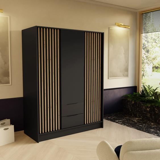 BEAUTYSOFA armoire NORI 150cm - armoire moderne avec barreaux et tiroirs (noir)