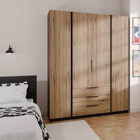 BEAUTYSOFA Armoire spacieuse KAYA XI 200 cm, armoire avec tiroirs pour chambre à coucher, couloir (couleur : noir + chêne Evoke)