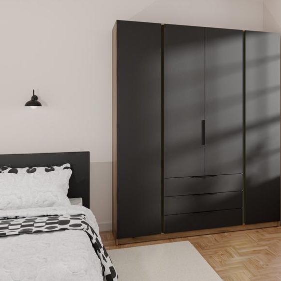 BEAUTYSOFA Armoire spacieuse KAYA XI 200 cm, armoire avec tiroirs pour chambre, couloir (couleur : chêne Evoke+ noir)