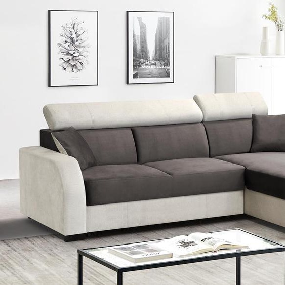 Beautysofa BUENO Canapé dangle en forme de L avec fonction de couchage, canapé, canapé rembourré avec ressort à soufflet, salon (Cappuccino monolith 15 + 04)