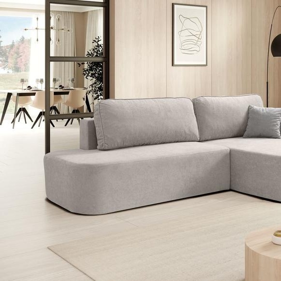 BEAUTYSOFA canapé dangle GAVI - canapé dangle droit en forme de L avec fonction de couchage et lit - beige clair (Velo621)