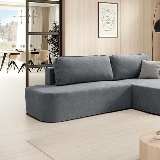 BEAUTYSOFA canapé dangle GAVI - canapé dangle droit en forme de L avec fonction de couchage et lit - gris clair (Velo633)