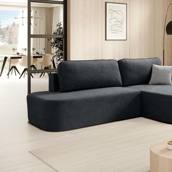 BEAUTYSOFA canapé dangle GAVI - canapé dangle droit en forme de L avec fonction de couchage et lit - gris foncé (Velo636)