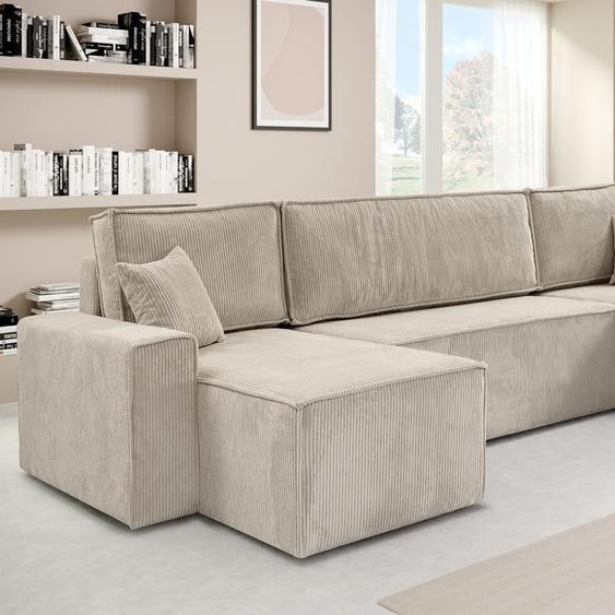 BEAUTYSOFA canapé dangle HEKTOR U poso100 beige clair, largeur 70 cm, avec fonction de couchage