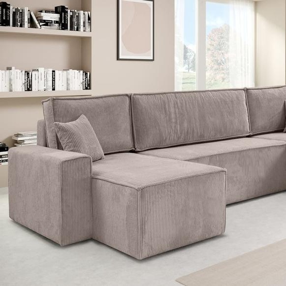 BEAUTYSOFA canapé dangle HEKTOR U poso2 beige foncé, largeur 70 cm, avec fonction de couchage