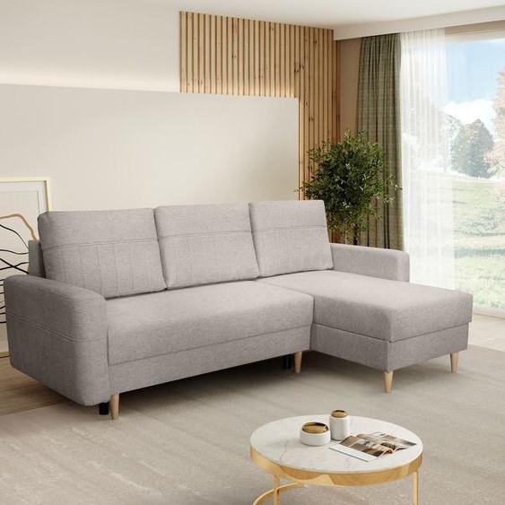 BEAUTYSOFA Canapé dangle VEGA - Canapé dangle en forme de L avec fonction de couchage et tiroirs de lit - beige clair (Velo621)
