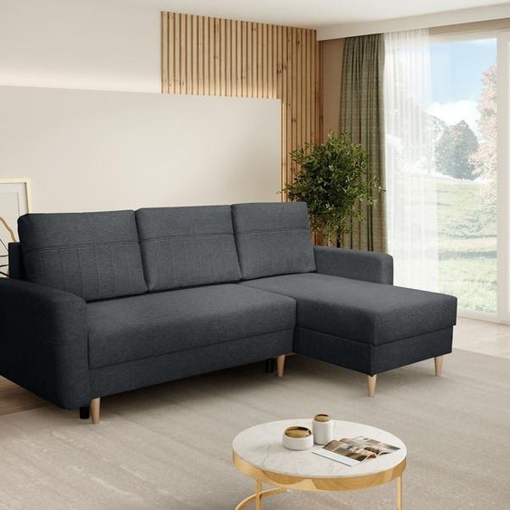 BEAUTYSOFA Canapé dangle VEGA - Canapé dangle en forme de L avec fonction de couchage et tiroirs de lit - gris foncé (Velo636)