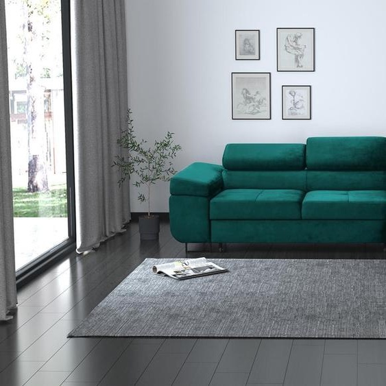 Beautysofa Canapé dangle Waldo en L pour le salon, coin nuit rembourré avec meuble de chevet (tissu : monolith 37 - bottle green, ottoman : à droite)