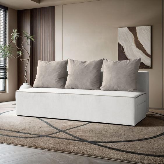 BEAUTYSOFA Canapé RICO 198 cm avec fonction de couchage - canapé moderne, canapé-lit avec literie et coussins, couleur : gris clair et gris (velo 621+633)
