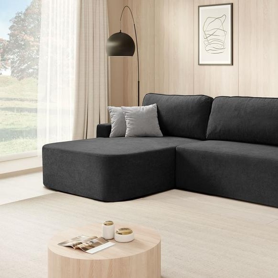 BEAUTYSOFA GAVI canapé dangle - Canapé dangle gauche en forme de L avec fonction de couchage et lit - noir (Velo637)