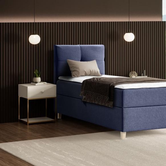BEAUTYSOFA Lit armoire moderne HELEN MINI - lit avec matelas à ressorts Lit capitonné 100x200cm avec surmatelas Lit simple - bleu (soro 76)