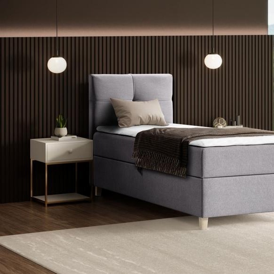 BEAUTYSOFA Lit armoire moderne HELEN MINI - lit avec matelas à ressorts Lit capitonné 100x200cm avec surmatelas Lit simple - gris (soro90)