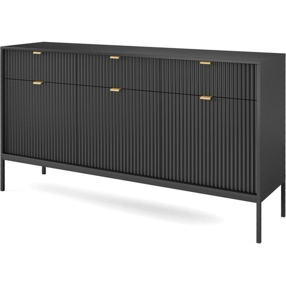Beautysofa Novia III commode à trois tiroirs, commode à trois portes avec structure en métal noir, design moderne (couleur : noir)