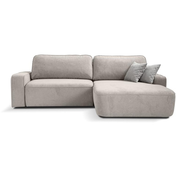 BEAUTYSOFA TORRE canapé dangle - canapé dangle droit en forme de L avec fonction de couchage et lit - beige clair (Velo621)