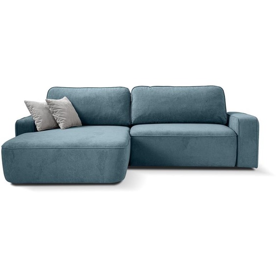BEAUTYSOFA TORRE canapé dangle - Canapé dangle gauche en forme de L avec fonction de couchage et lit - bleu (Velo630)