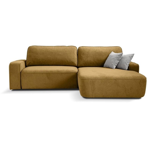 BEAUTYSOFA TORRE canapé dangle - côté droit canapé dangle en forme de L avec fonction de couchage et lit - moutarde (Velo626)