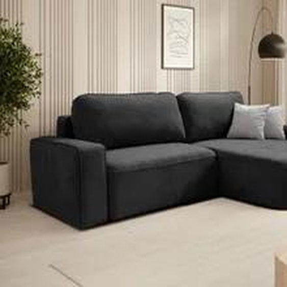 BEAUTYSOFA TORRE canapé dangle - côté droit canapé dangle en forme de L avec fonction de couchage et lit - noir (Velo637)