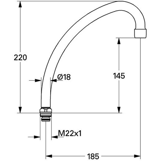 Bec col de cygne oriantable saillie 185mm - GROHE - 13073000