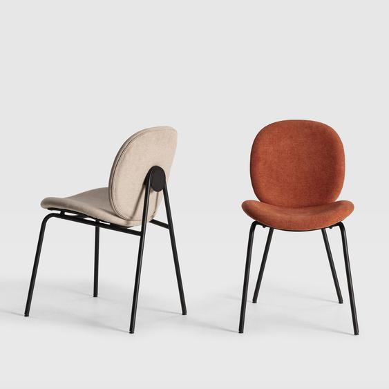 Bega - Lot de 2 chaises en tissu et métal - Couleur - Beige