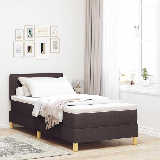 BEI CLORIS Cadre de lit avec sommier à lattes - Lit Boxspring avec matelas Marron foncé 80 x 200 cm Tissu - Lits Classiques Nouveau2769545 5parcel