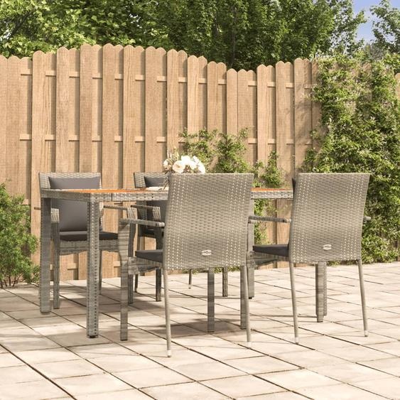 BEI CLORIS Ensemble de meubles de jardin Balcon Ensemble de 5 pièces de jardin avec coussins Gris Poly rotin - Ensemble de meubles de jardin Nouveau6655606 2parcel