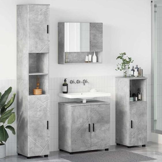BEI CLORIS Ensemble de meubles de salle de bains avec porte 4 pcs gris béton 61 x 35 x 64 cm - Armoires de toilette Nouveau6872636 4parcel