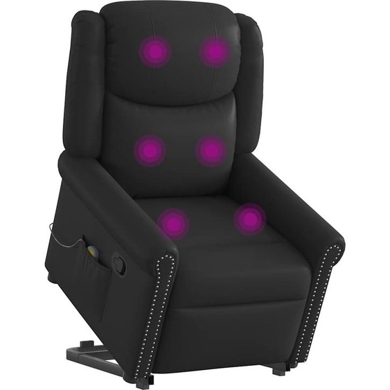 BEI CLORIS Fauteuil Releveur Massage Noir Brillant Similicuir - Fauteuil TV & Relax Nouveau7467223 2parcel