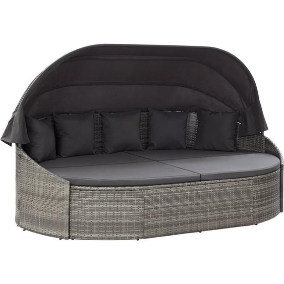 BEI CLORIS Lit lounge dextérieur avec toit Gris 2024 Nouveau3313303