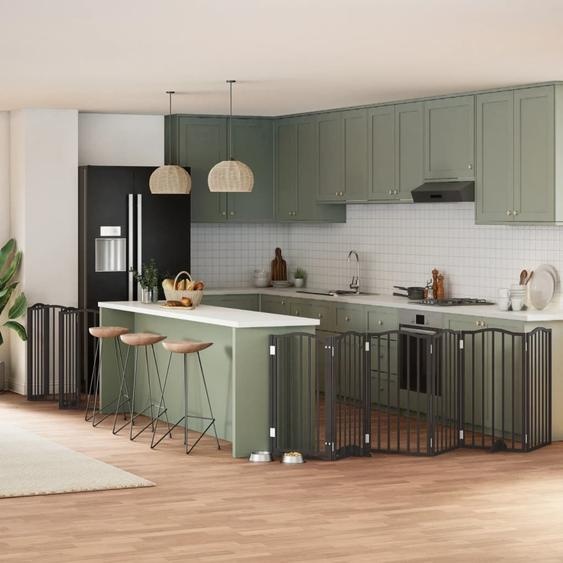 BEI CLORIS Porte pour chien 12 pcs. avec porte Pliable Noir 600 cm Bois de peuplier - Niches pour chiens Nouveau8608780 3parcel