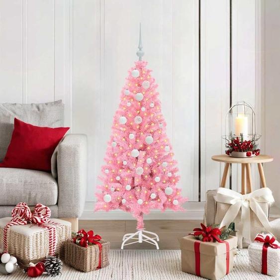 BEI CLORIS Sapin de Noël avec 150 LEDs avec support Rose 120 cm PVC - Sapins de Noël artificiels Nouveau2902252 2parcel