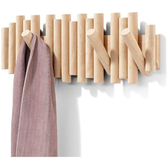 Beijiyi - Patère Murale 5 crochets, en Bois Naturel, 37,1x16,5x4,4 cm