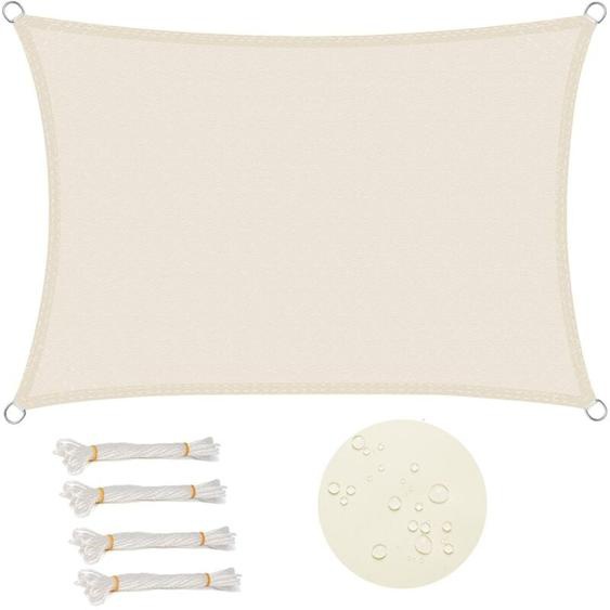 Beijiyi - Voile dombrage rectangulaire 3x4 m Imperméable Anti 93% uv résistant à leau Protection Contre Le Vent Polyester avec Protection uv pour