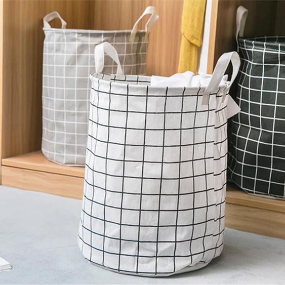 Panier à linge - TBEST - Pliable - Coton et lin - 33x33x43 cm - Blanc